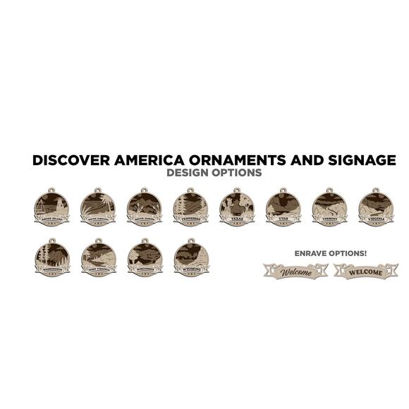 Discover AMERICA State Ornaments Wooden USA State Pride Christmas Gift - Picture 6 of 7